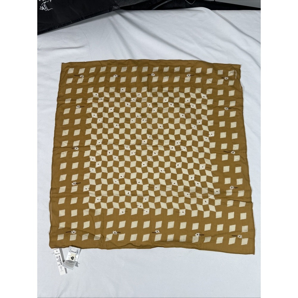 NWT Madewell Organic Cotton Bandana in Mustard Checkered/Floral T2187